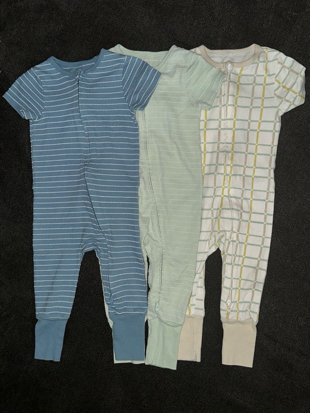 Baby 2-Way Zipper Set of 3 Rompers Onesies